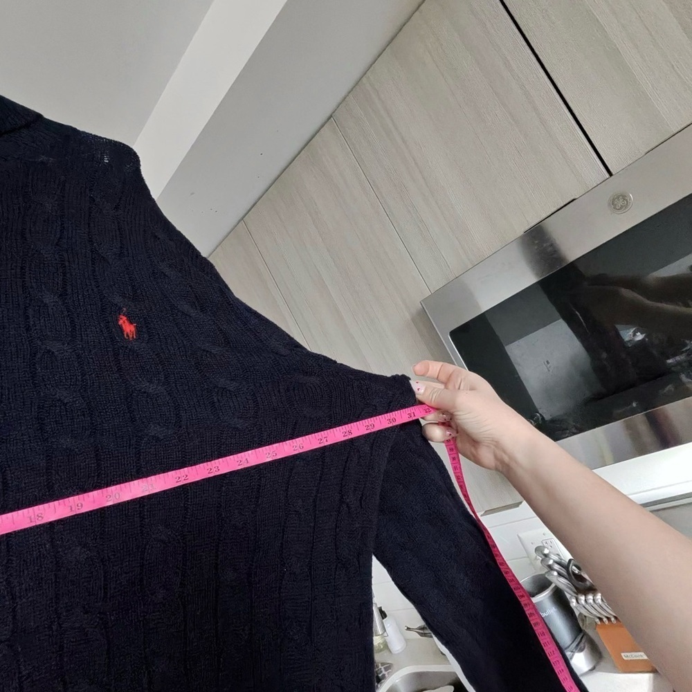 Polo Ralph Lauren Cable Knit Roll Neck Sweater XL Navy Blue [READ] - Picture 14 of 15
